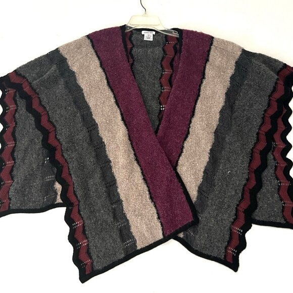Johnny Was OS Riley Alpaca Cape V-Neck Front Flowy Multicolor Knit Soft Blend - Picture 7 of 11
